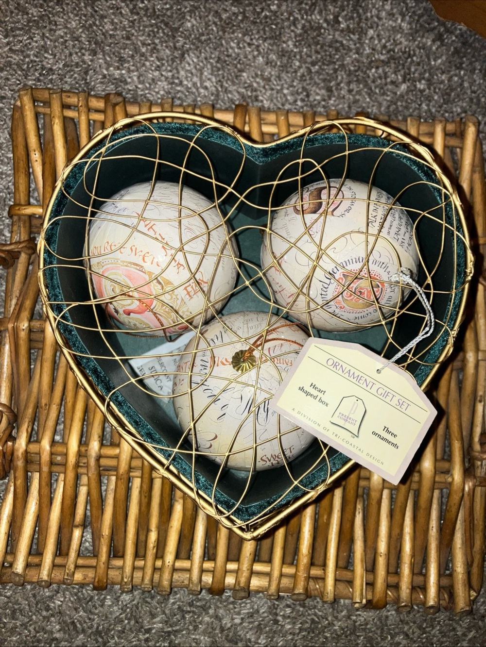 Ornament Gift Set by Tri-Coastal Design In Velour Heart Box